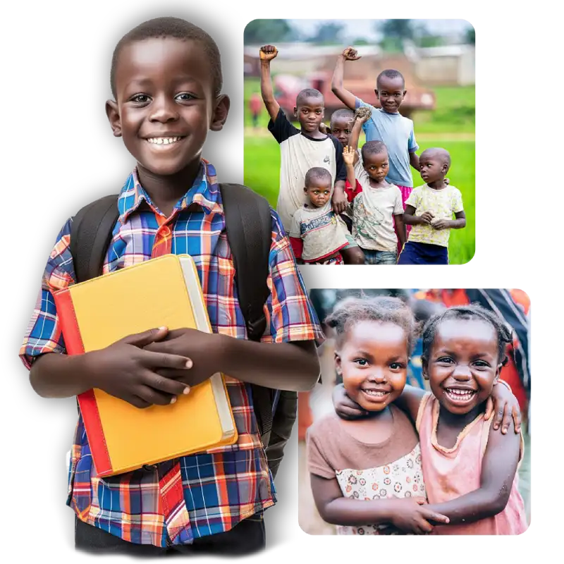 Groupes d'enfants heureux